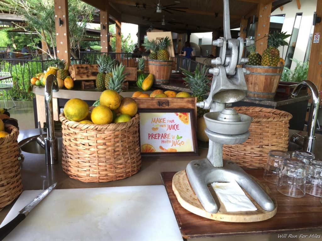 a fruit basket and a juicer on a table