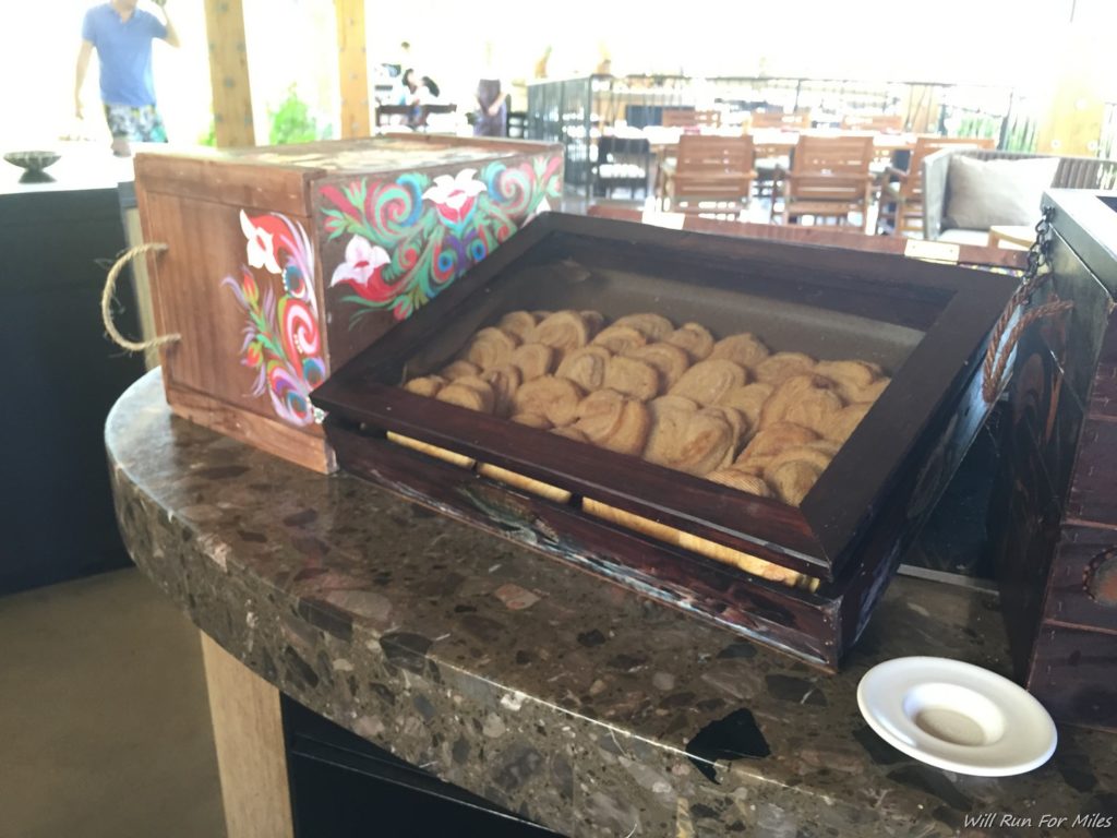 a tray of cookies on a counter