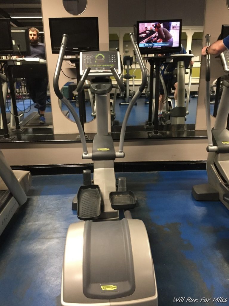 a gym machine with a monitor