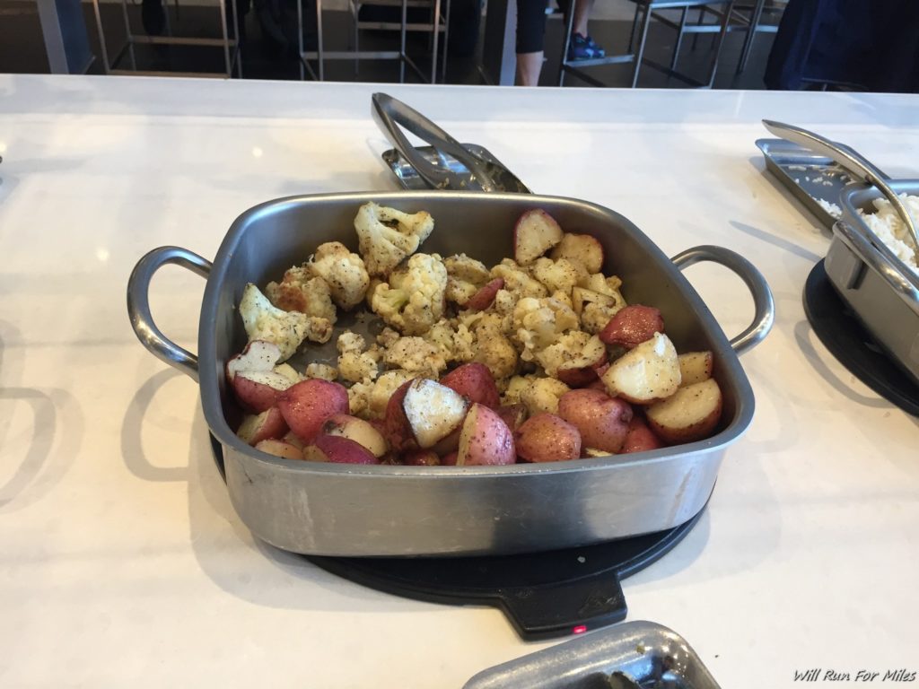 a pan of potatoes and cauliflower