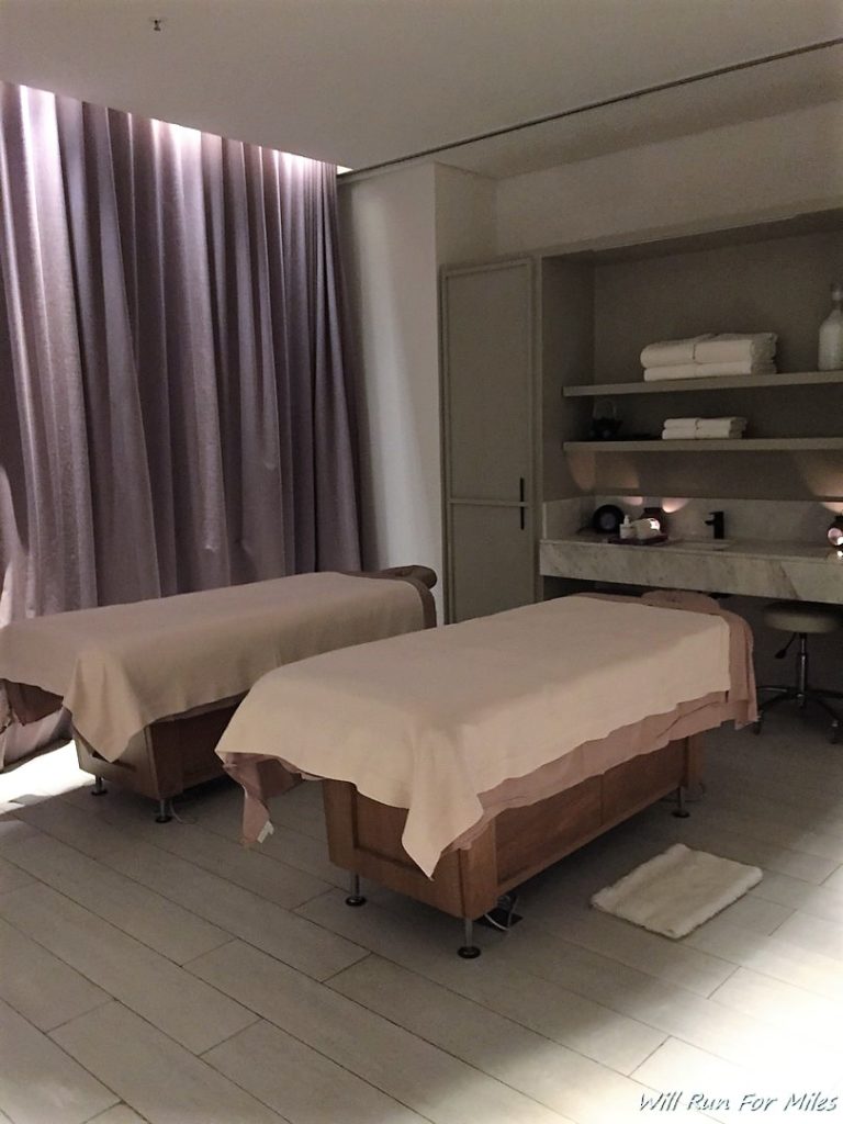 a massage beds in a room