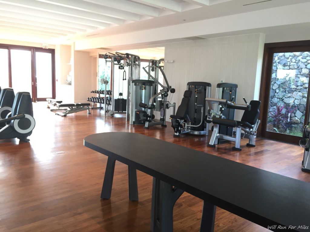 a room with gym equipment