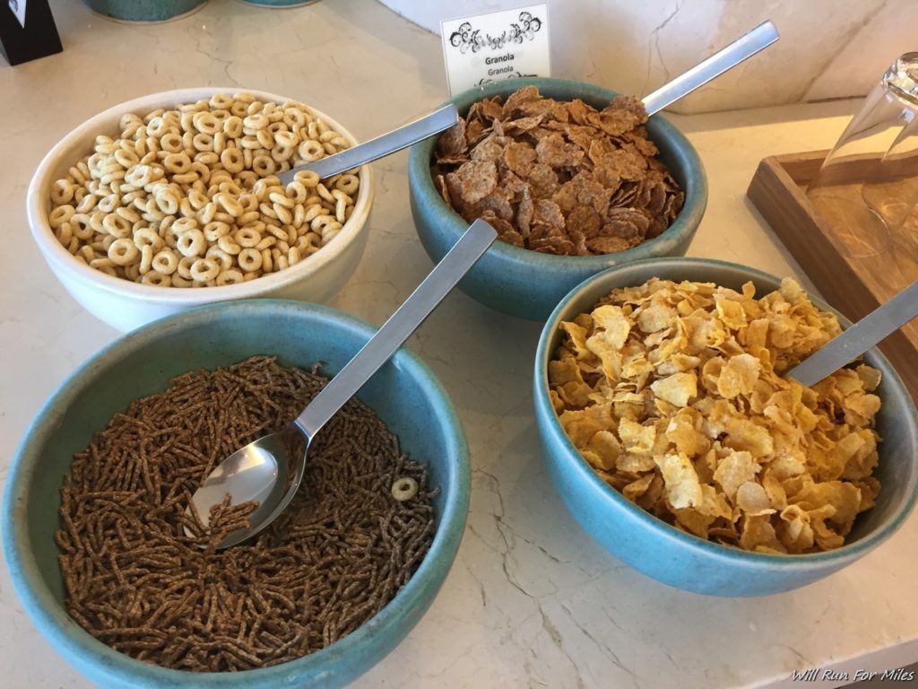 a group of bowls of cereal