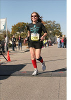 a woman running in a race