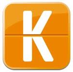 a orange square with a white letter k
