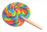 a colorful swirly lollipop