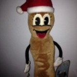 a stuffed toy with a santa hat