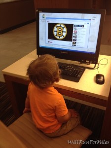 a child looking at a computer screen