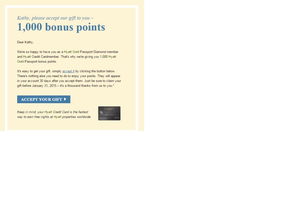 hyatt bonus points