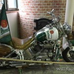 a motorcycle with a flag
