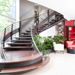 a spiral staircase in a building