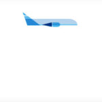 a blue airplane on a white background