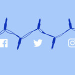 a blue string of lights with icons