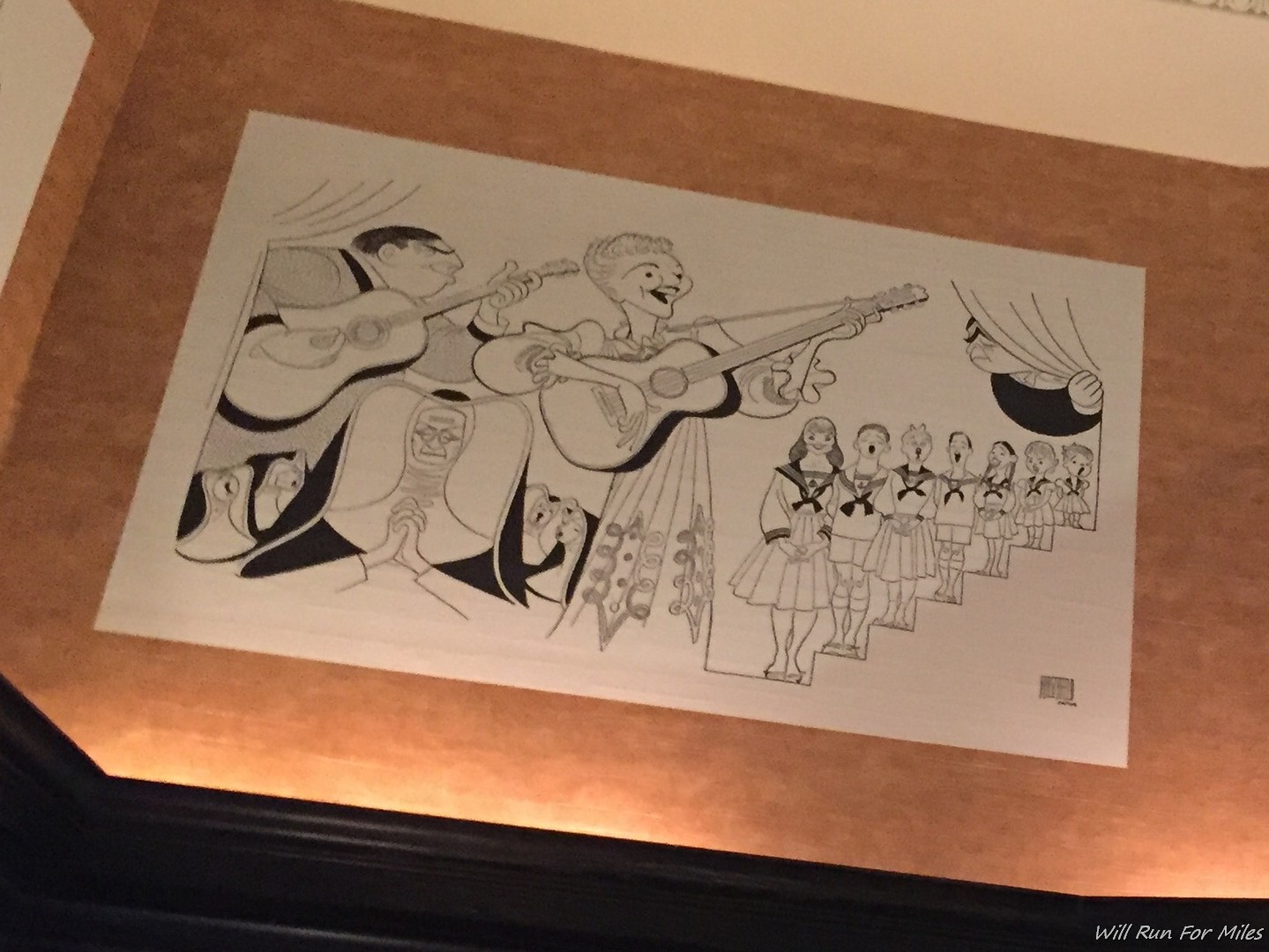a drawing of a group of people playing instruments