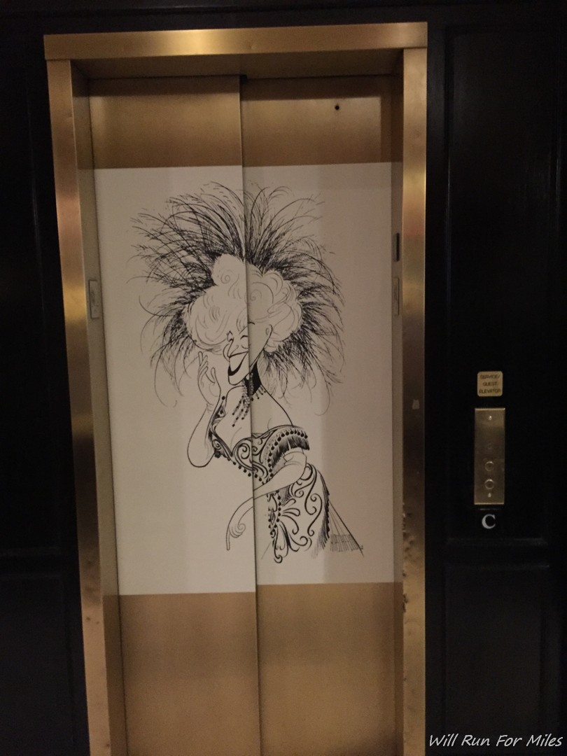 a drawing of a woman in an elevator