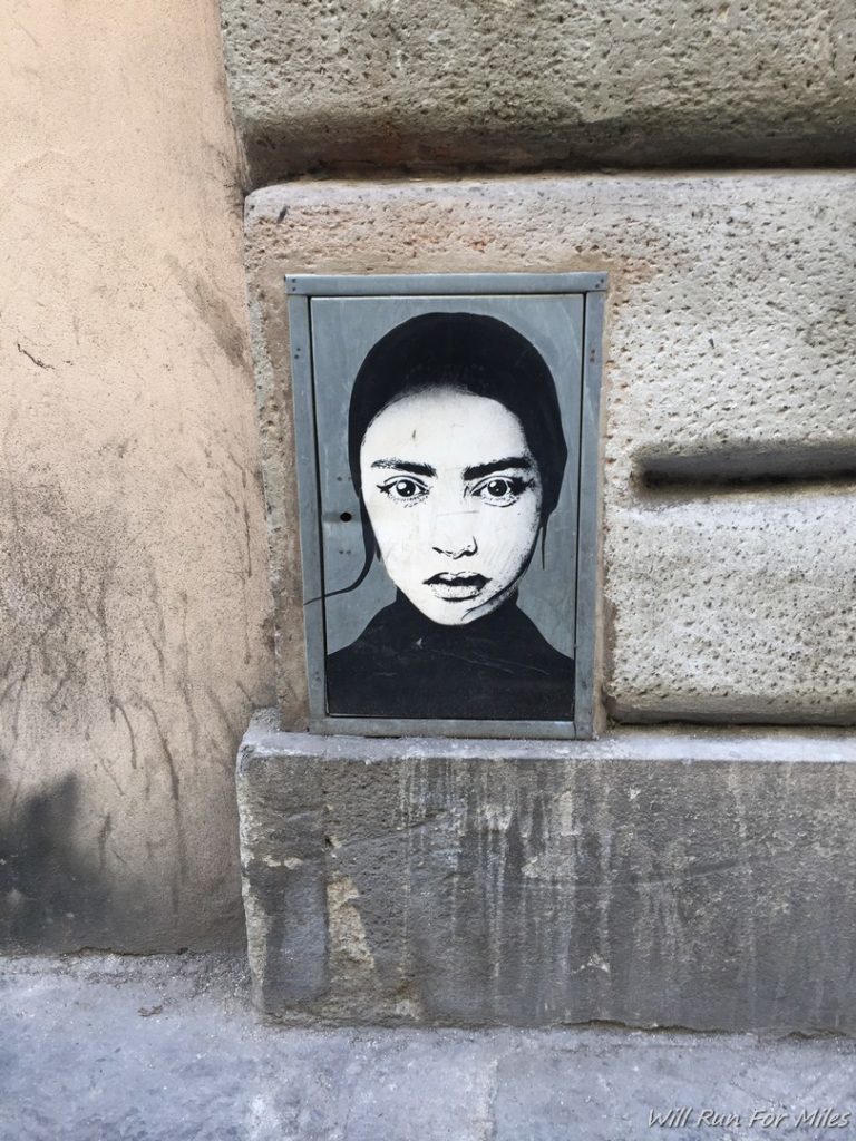 a picture of a woman on a wall