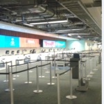 a row of barriers in a terminal
