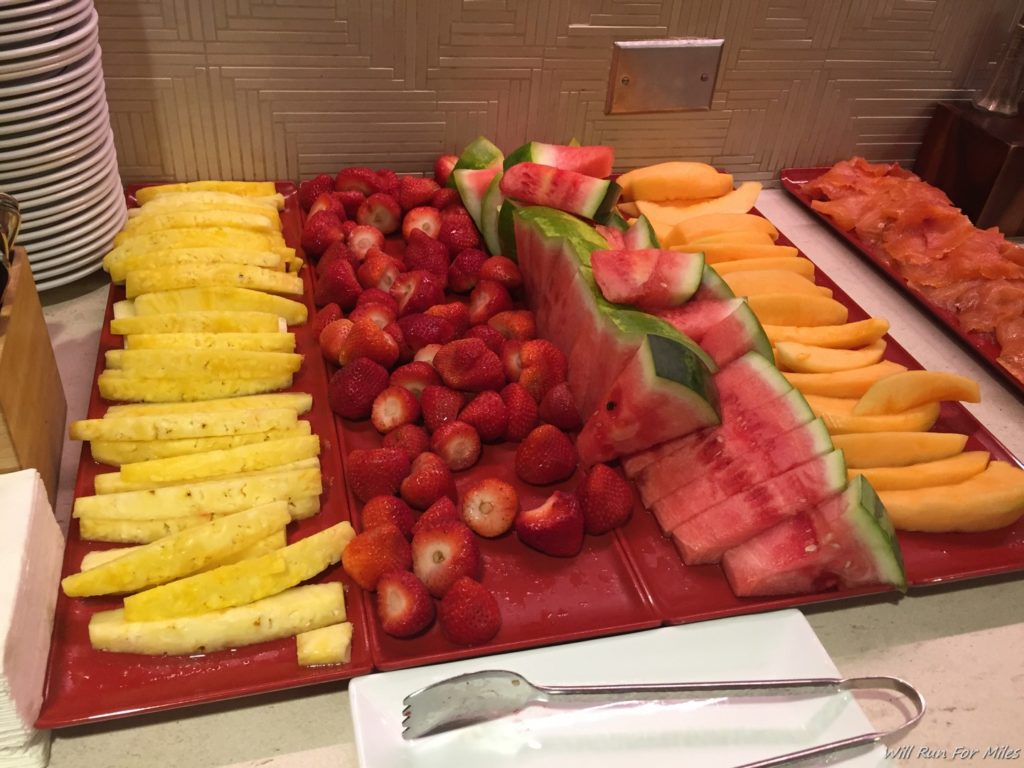 a tray of fruit on a table