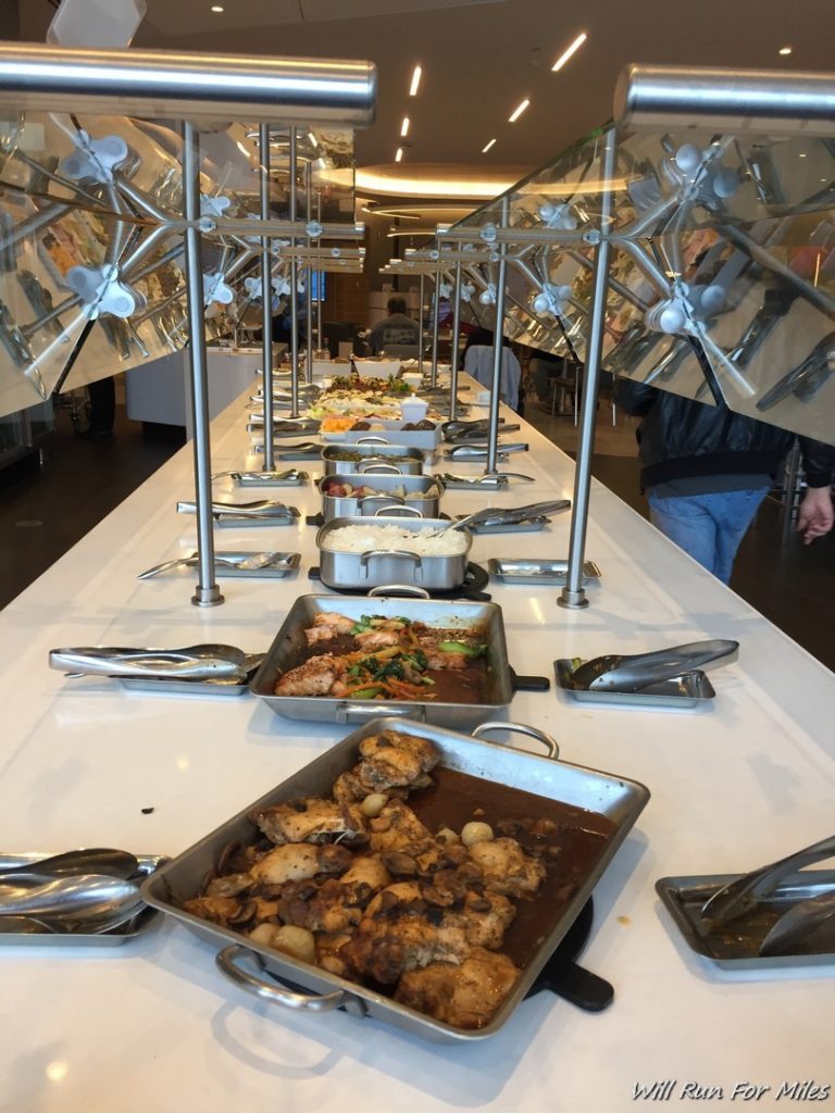 a long table with food on it