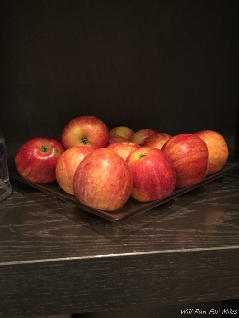 a plate of apples on a table