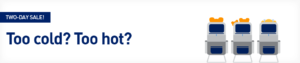a blue and white text