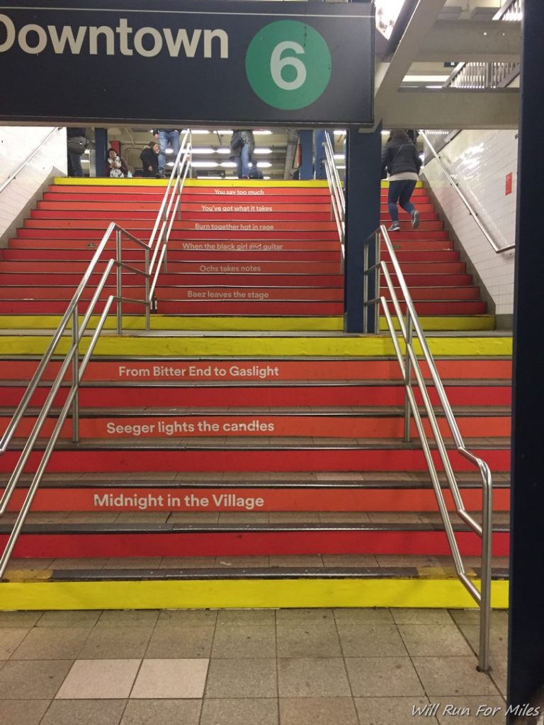 a staircase with red and yellow steps