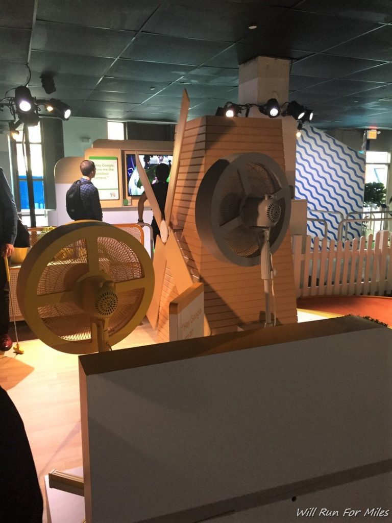 a fan display in a room