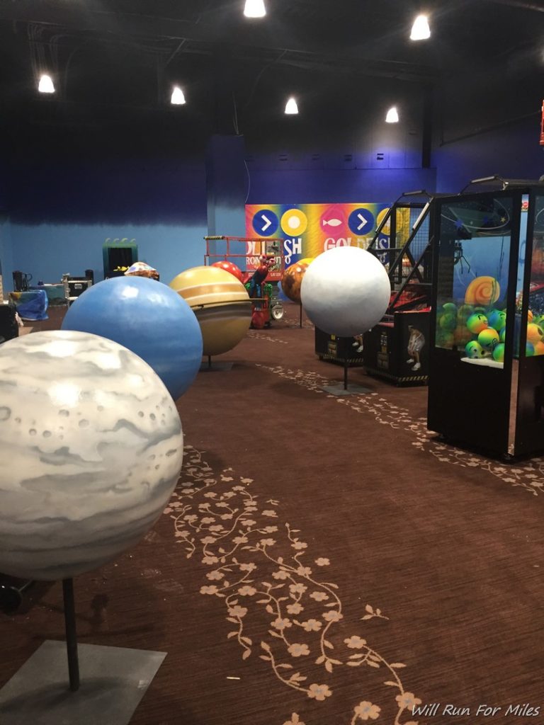 a room with balls and a game