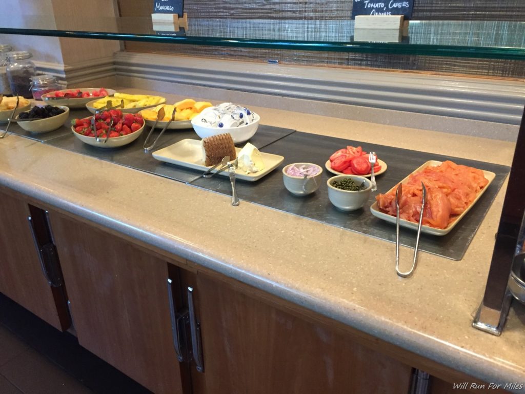 a counter with different food items on it