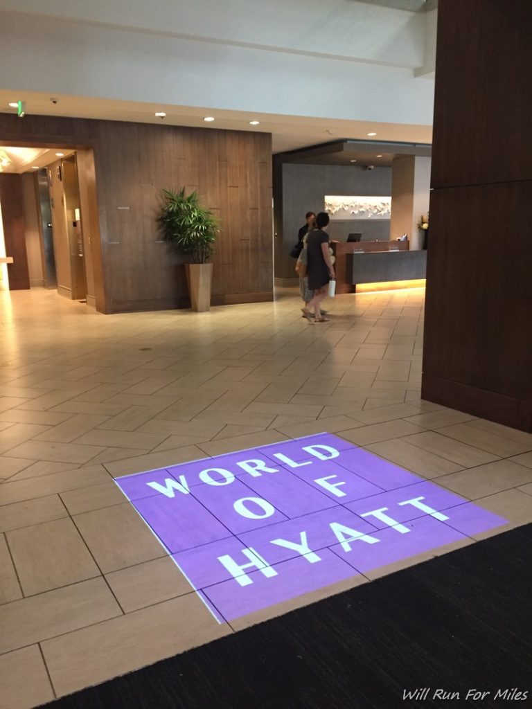 a sign on the floor of a hotel