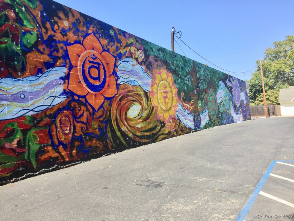 a wall with a mural on it