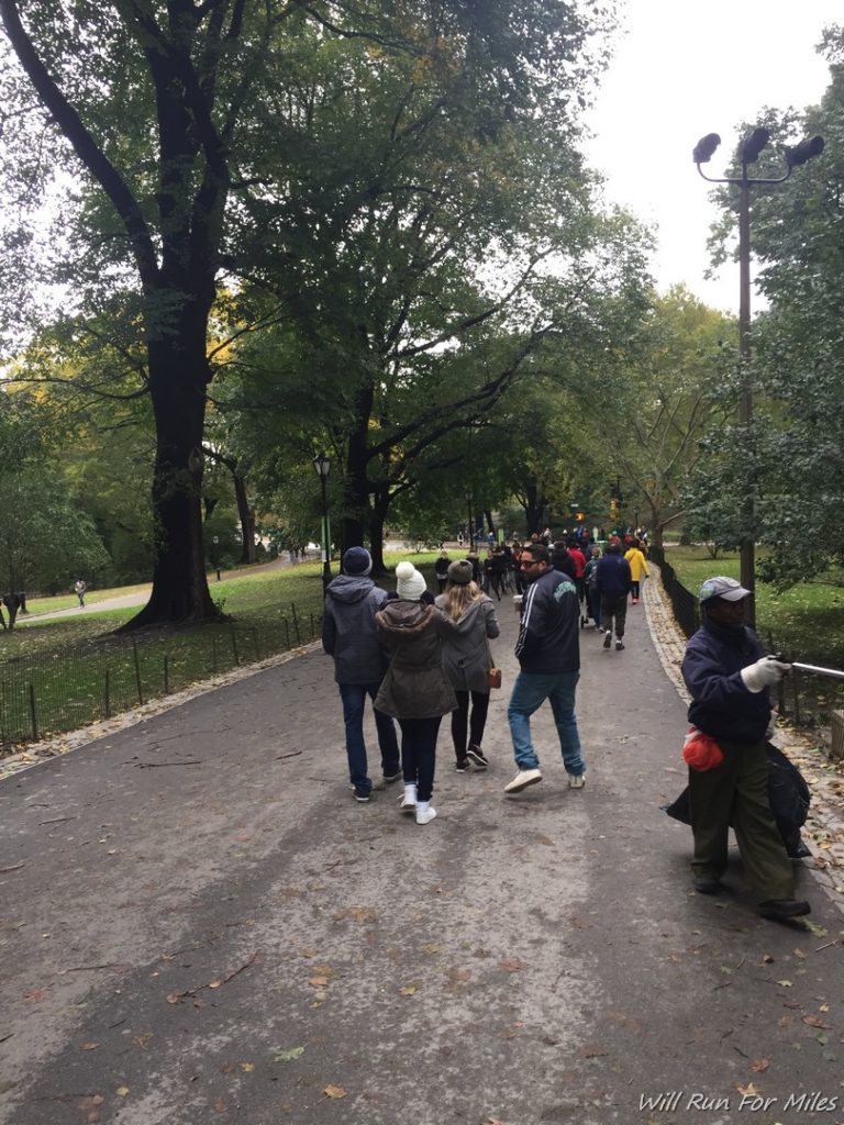 a group of people walking on a path