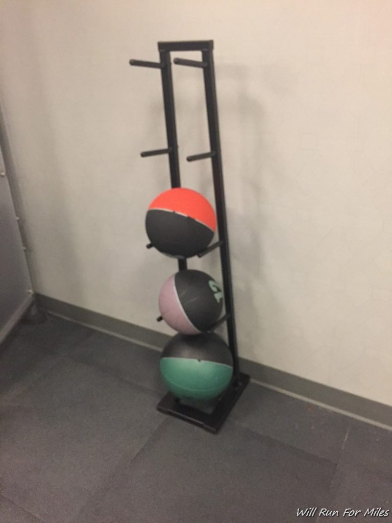 a rack with balls on it