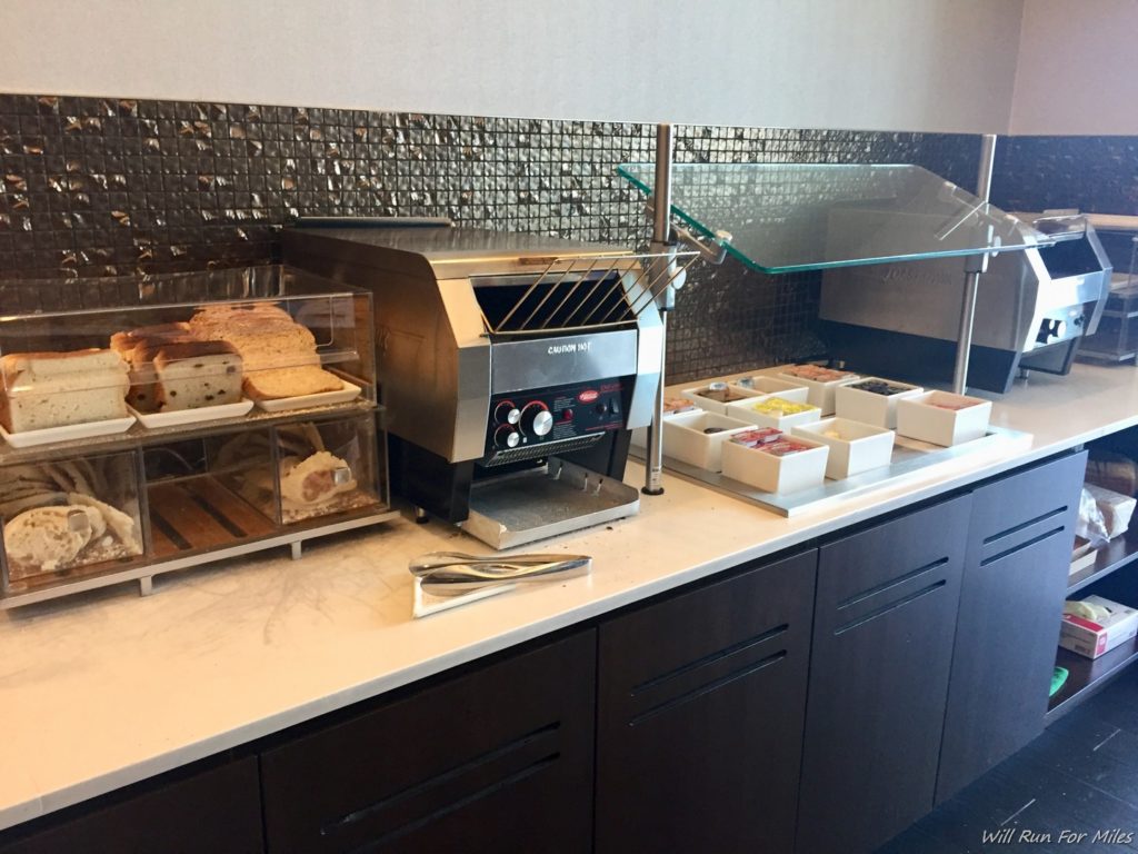 a counter with food items on it