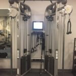 a gym machine with a monitor