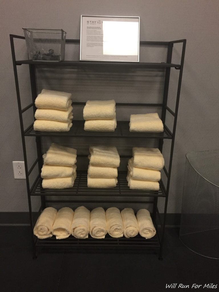 a rack with towels on it
