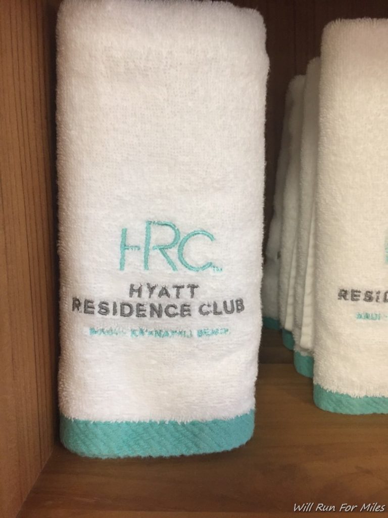 a white and blue towel