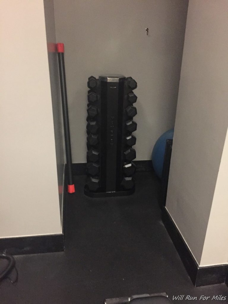 a weight rack in a room