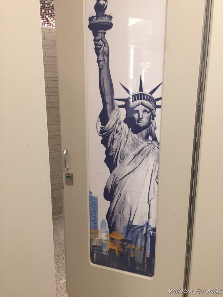 a door with a statue of liberty