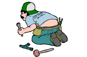 a cartoon of a man kneeling down