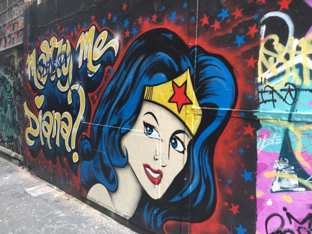 a mural of a woman with a star on her head
