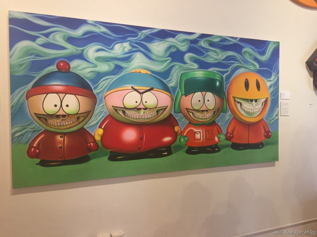 a painting of cartoon characters on a wall