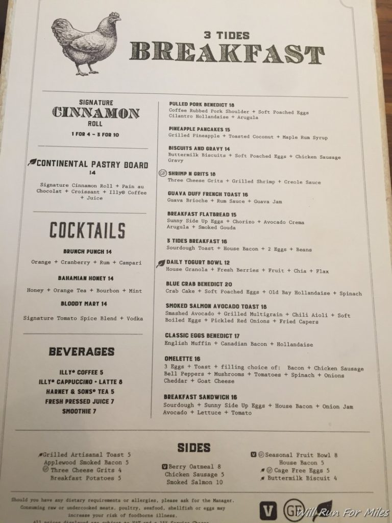 a menu of a restaurant