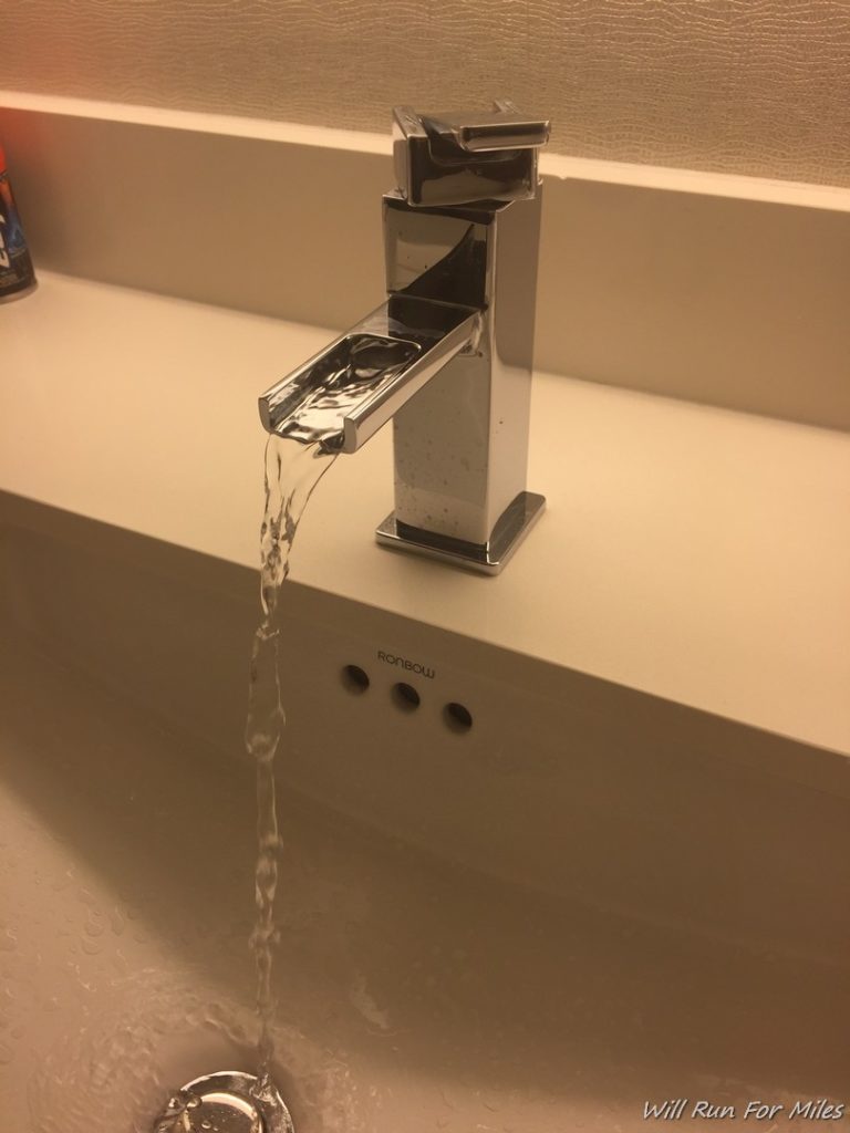 a faucet with running water