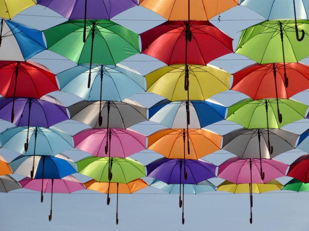 a group of colorful umbrellas