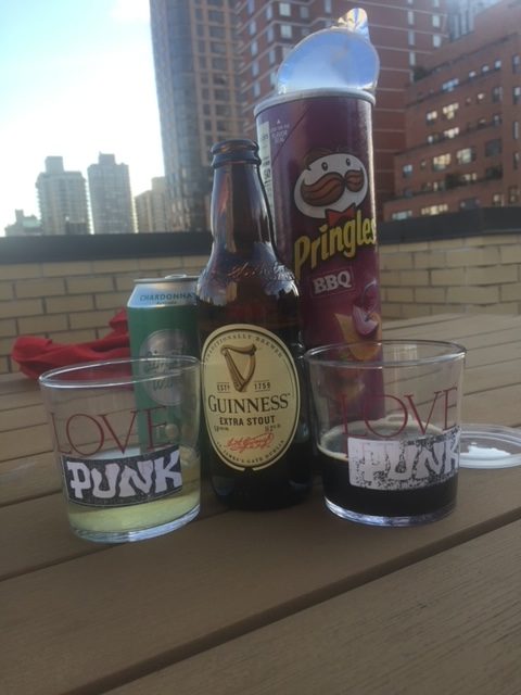 a group of drinks on a table