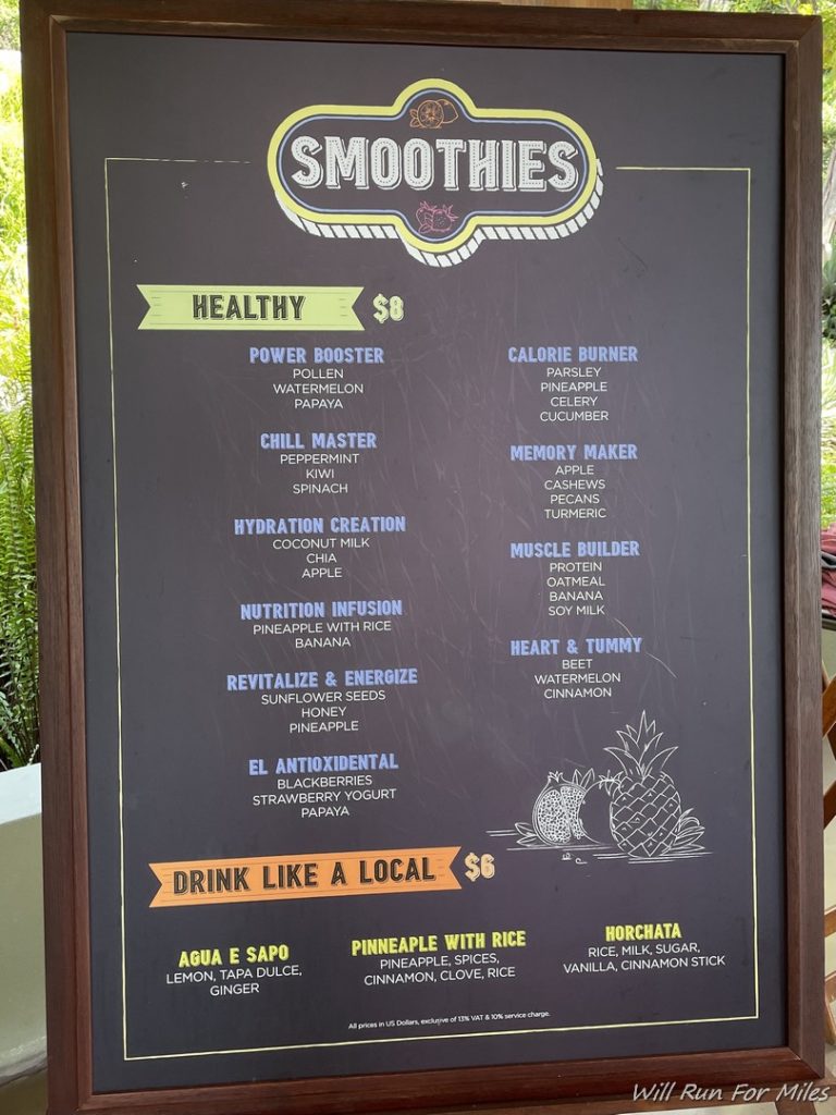 a menu board with text and images