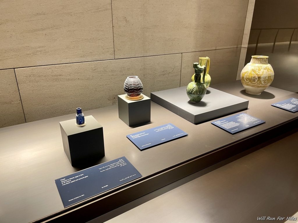 a group of vases on display