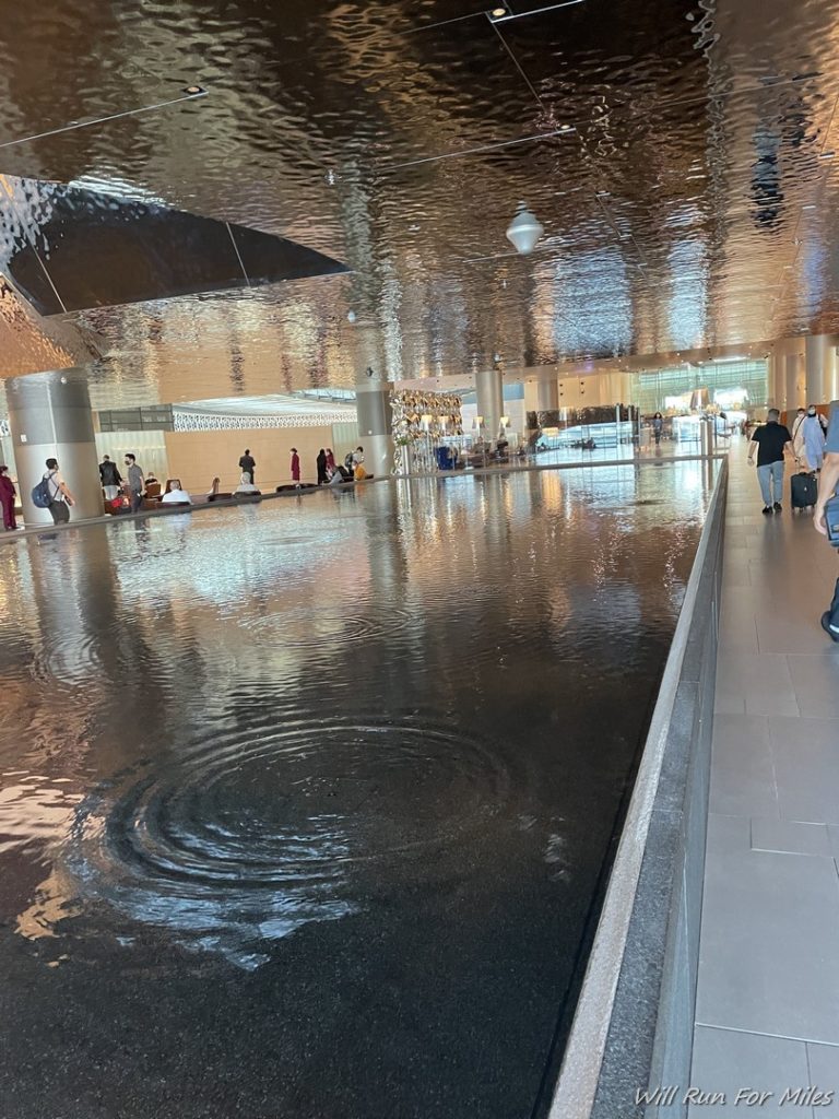 a water fountain in a building