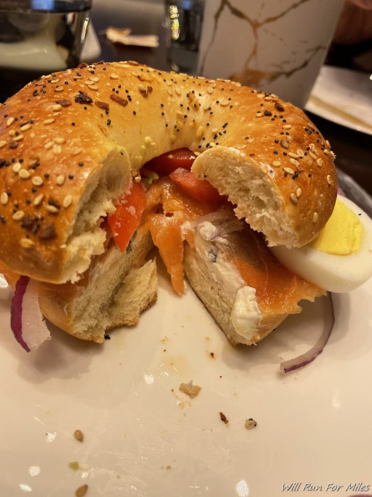 a bagel sandwich on a plate